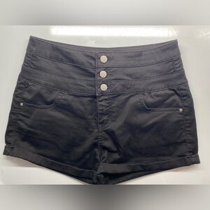 Tinseltown Denim Couture Vintage Black Short Shorts w/ Zip and 3 Button Fly 9 N